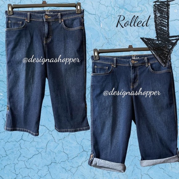 Style and Co Skimmers Blue Denim Skimmers with Optional Roll Up Cuffs, Size 10 - Picture 4 of 5